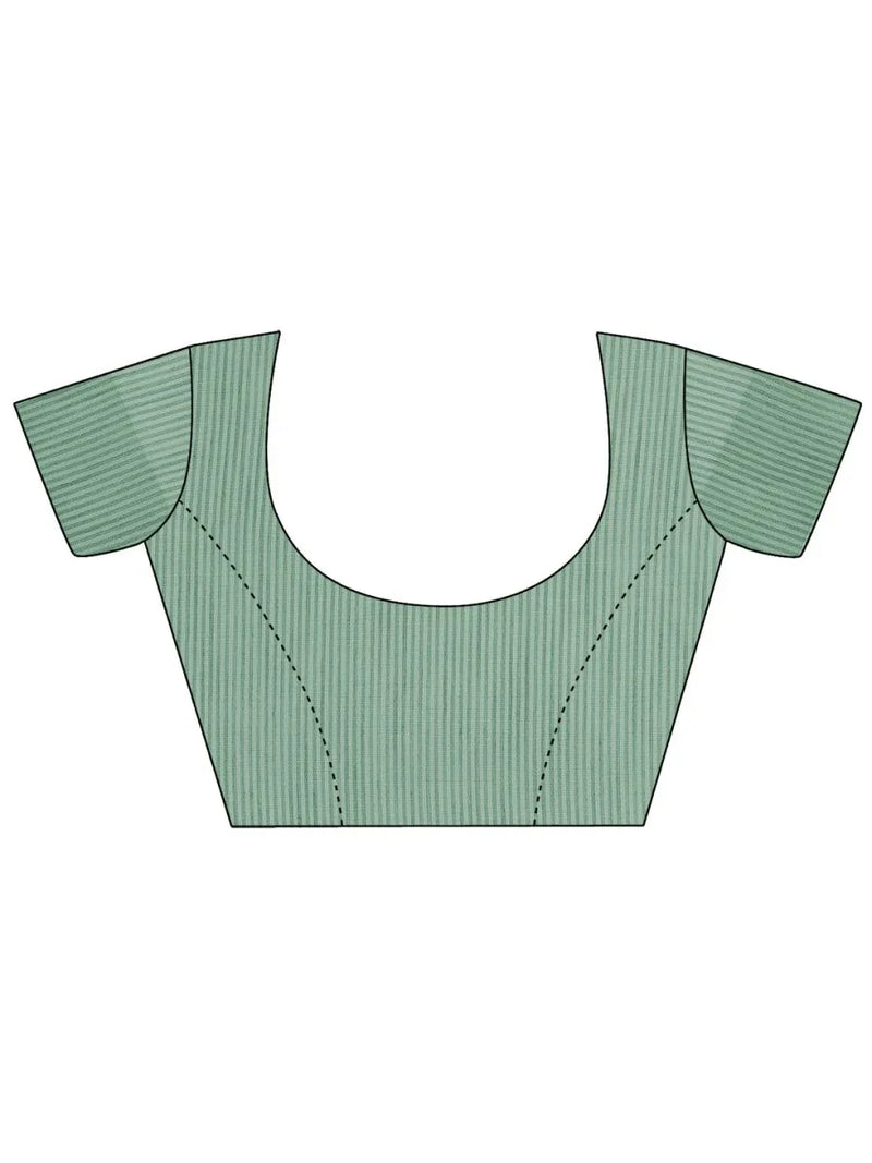 White Linen Cotton Saree With Blouse Piece - EZBER