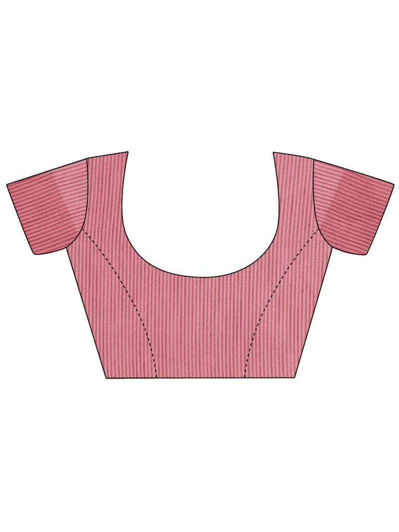 White Linen Cotton Saree With Blouse Piece - EZBER