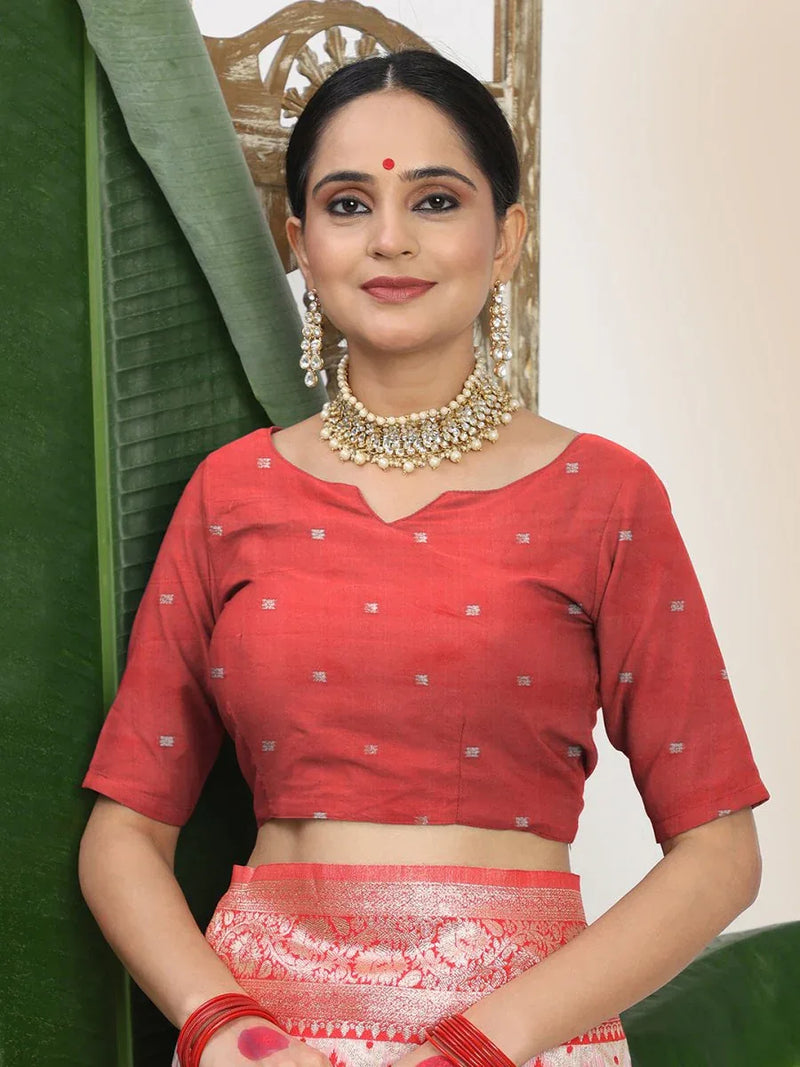 White Linen Cotton Saree With Blouse Piece - EZBER