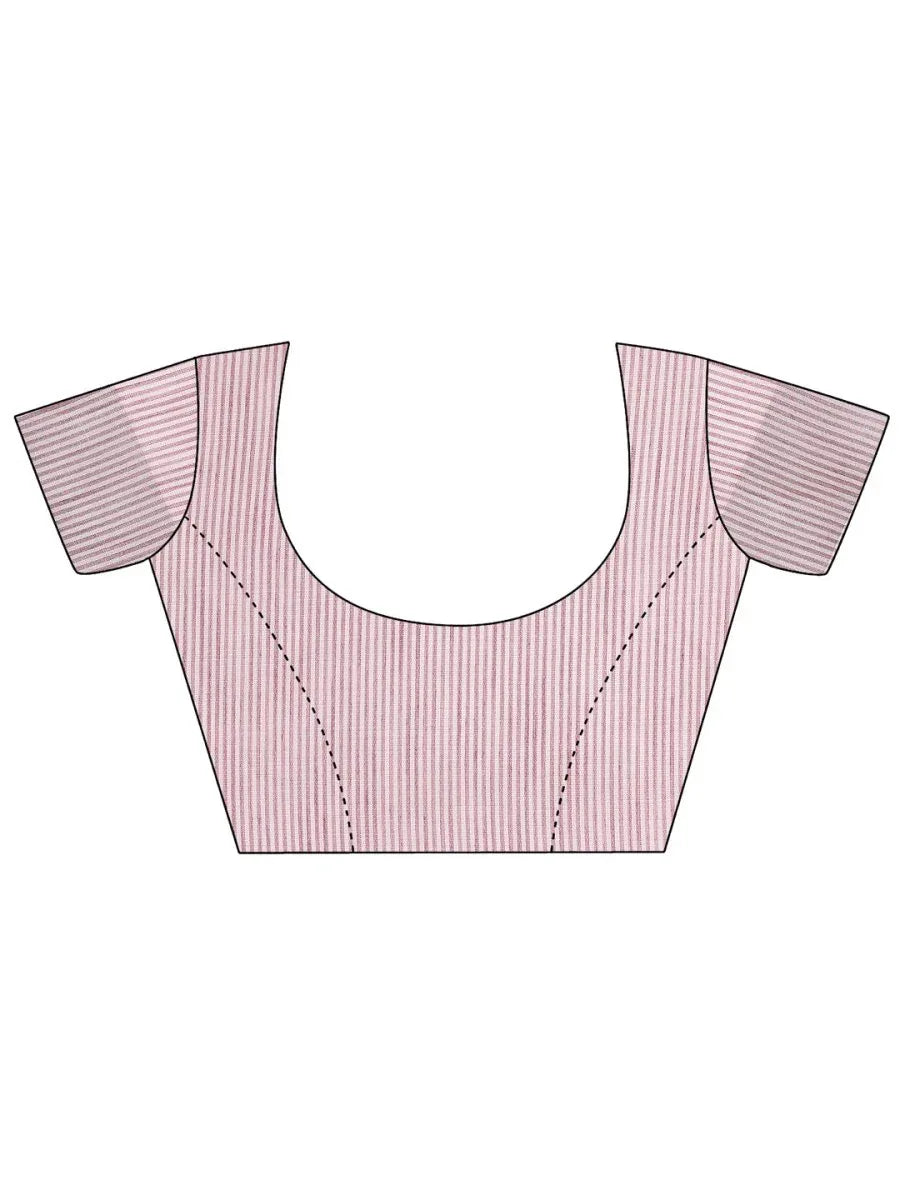 White Linen Cotton Saree With Blouse Piece - EZBER