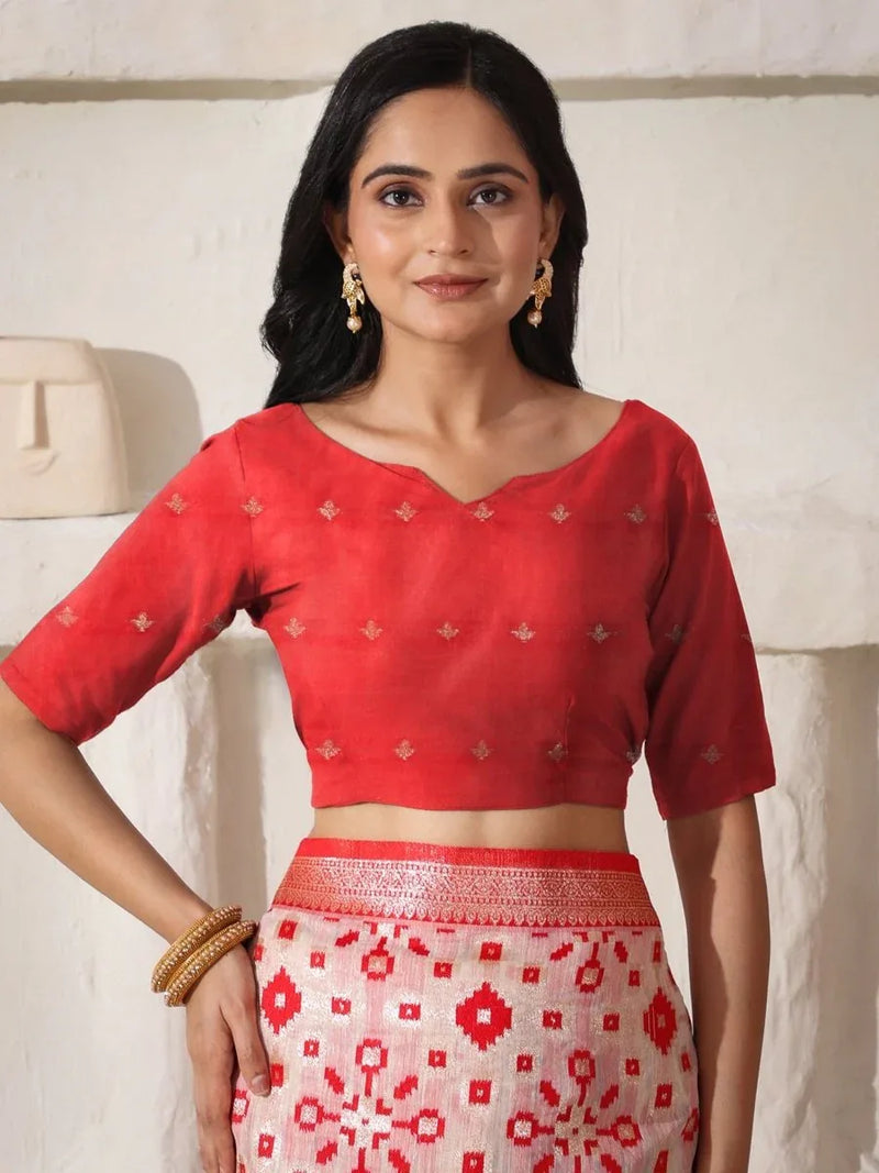 White Linen Cotton Saree With Blouse Piece - EZBER