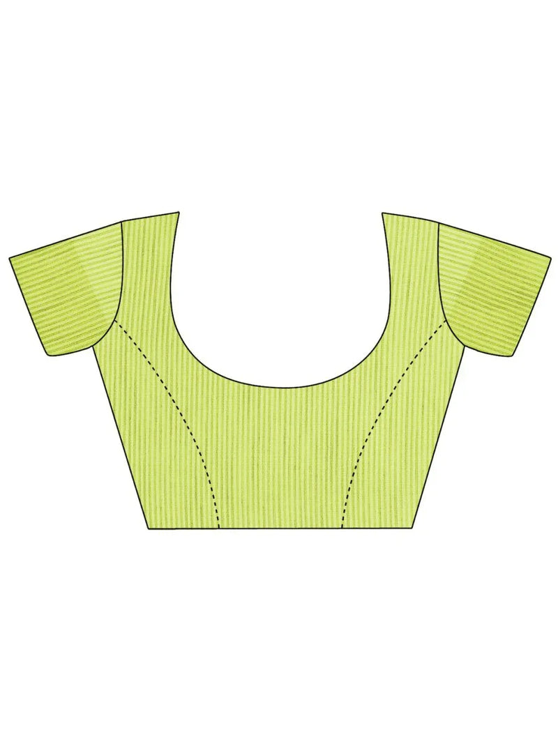 White Linen Cotton Saree With Blouse Piece - EZBER