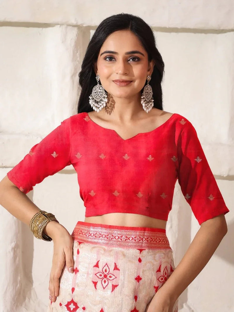 White Linen Cotton Saree With Blouse Piece - EZBER