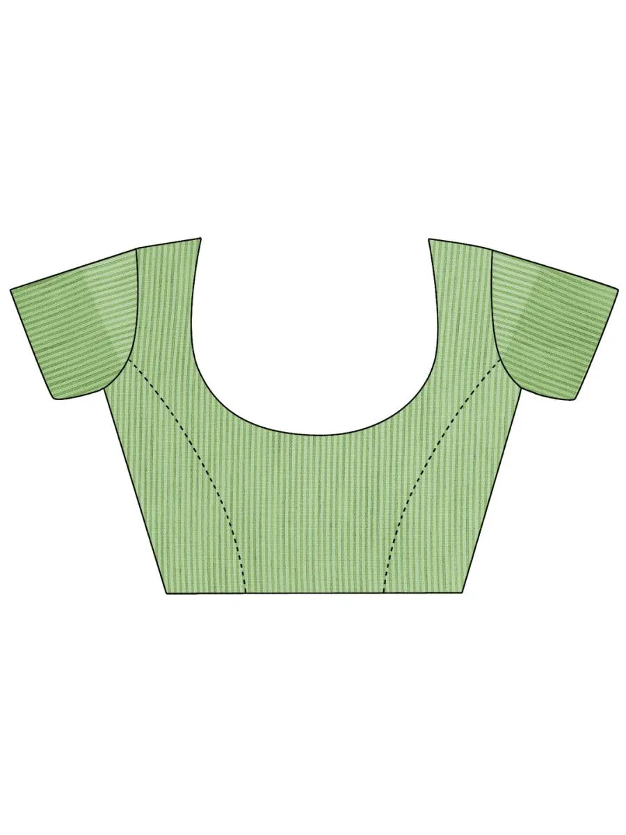 White Linen Cotton Saree With Blouse Piece - EZBER