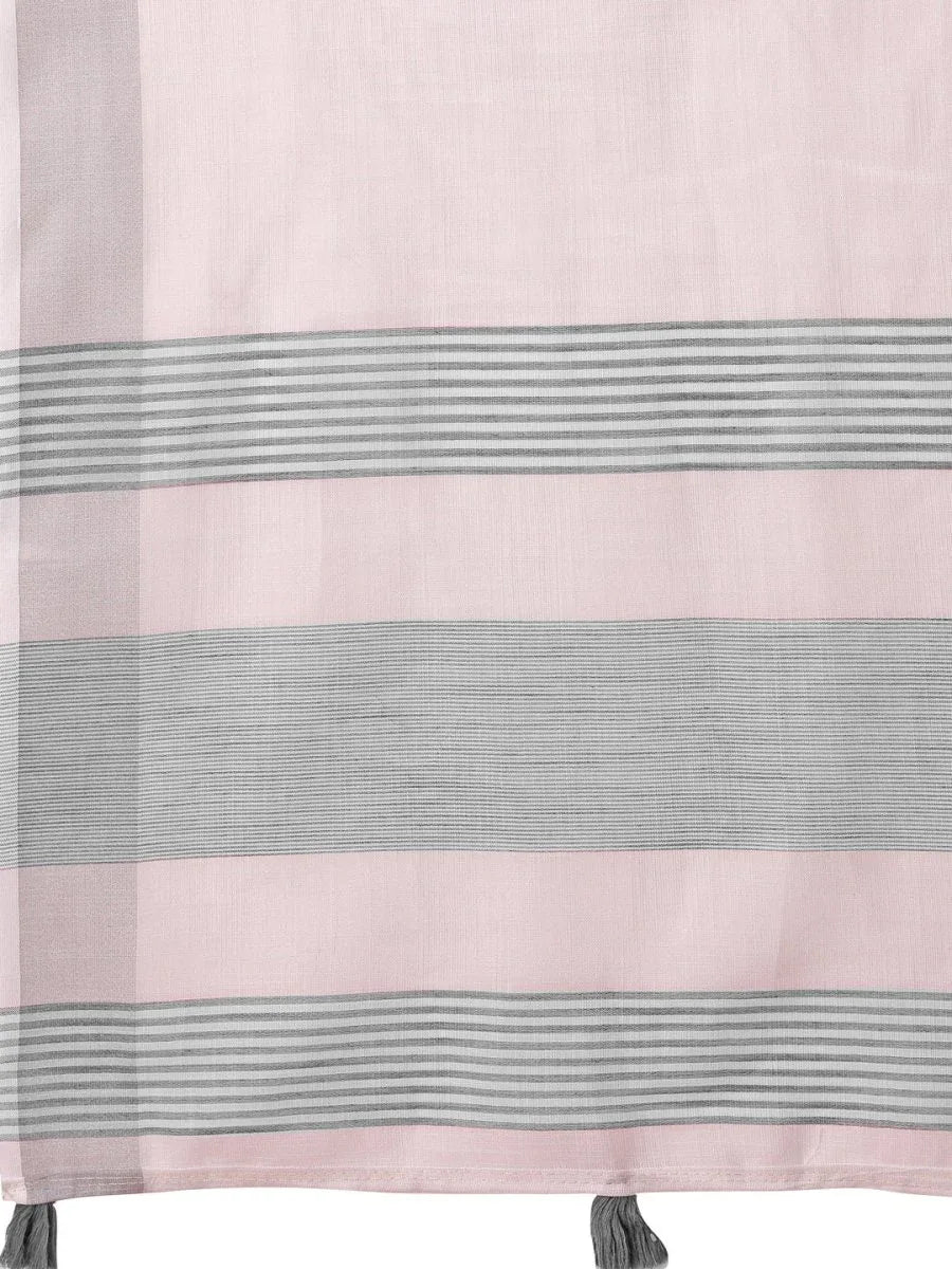 White Linen Cotton Saree With Blouse Piece - EZBER