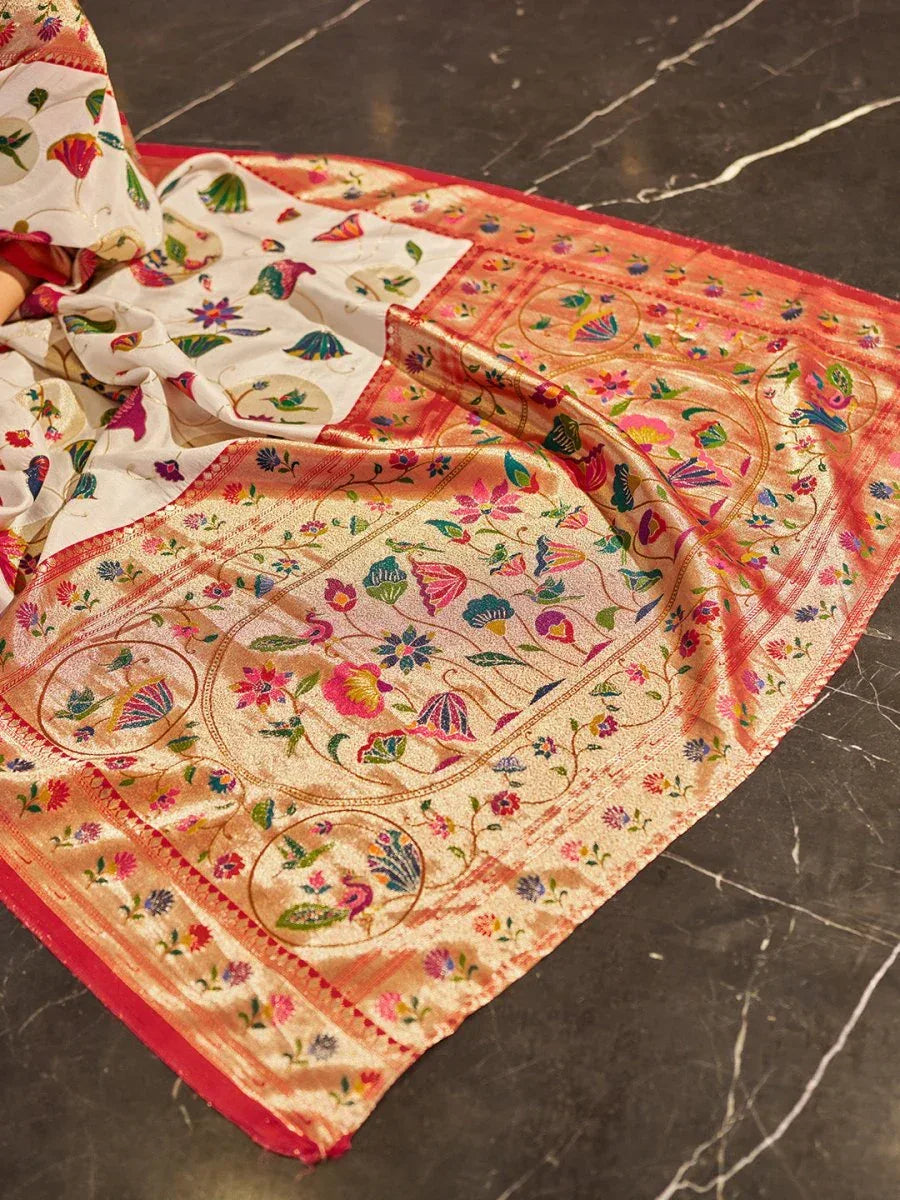 White Modal Saree with Blouse Piece  | EZBER