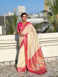 White Soft Silk Saree With Blouse Piece - EZBER