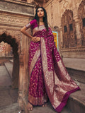Wine Art Silk Brocade Saree | EZB SI04 SUMKD1002