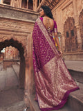 Wine Art Silk Brocade Saree | EZB SI04 SUMKD1002 - EZBER