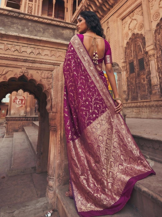 Wine Art Silk Brocade Saree | EZB SI04 SUMKD1002 - EZBER