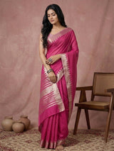 Wine Cotton Brocade Saree | EZB SI04 SRURB1015