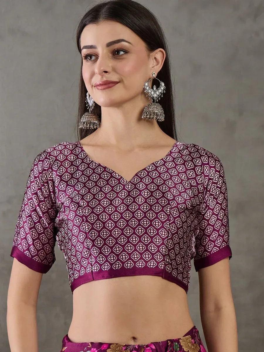 Wine Semi Modal Saree | EZB GF02 LUX 11006 - EZBER