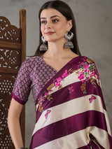 Wine Semi Modal Saree | EZB GF02 LUX 11006