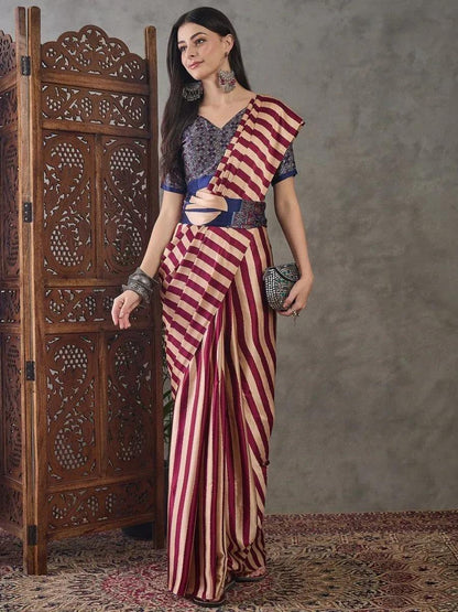 Wine Semi Modal Saree | EZB GF02 LUX 12005 - EZBER