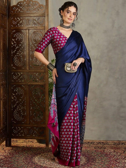Wine Semi Modal Saree | EZB GF02 LUX 17004 - EZBER