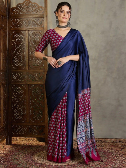 Wine Semi Modal Saree | EZB GF02 LUX 17004 - EZBER