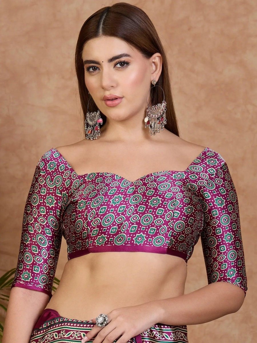 Wine Semi Modal Saree | EZB GF02 LUX 21005 - EZBER