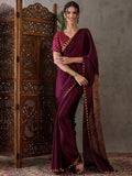 Wine Semi Modal Saree | EZB GF02 LUX 7006 - EZBER