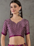 Wine Semi Modal Saree With Blouse Piece - EZBER