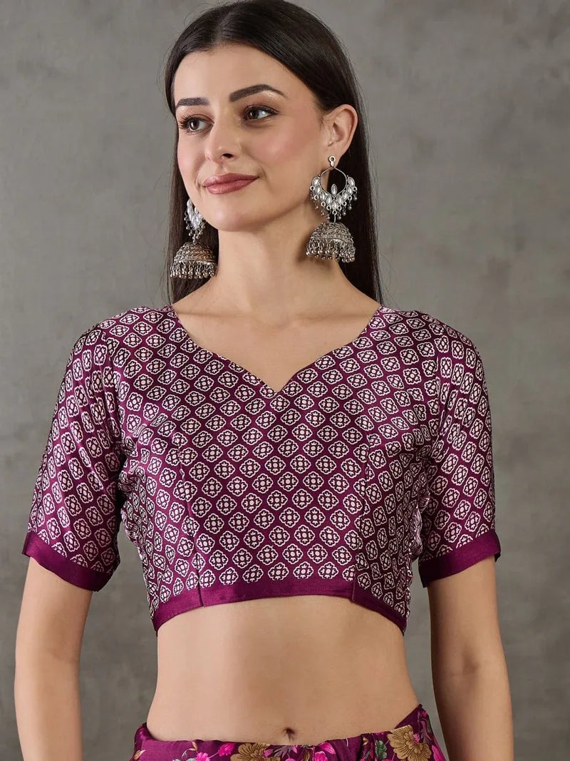 Wine Semi Modal Saree With Blouse Piece - EZBER