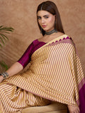Wine Semi Modal Saree With Blouse Piece - EZBER