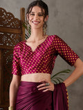 Wine Semi Modal Saree with Blouse Piece  | EZBER