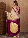 Wine Semi Modal Saree With Blouse Piece - EZBER