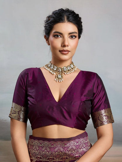 Wine Silk Blend Handloom Saree | EZB SI04 SURJW2004 - EZBER