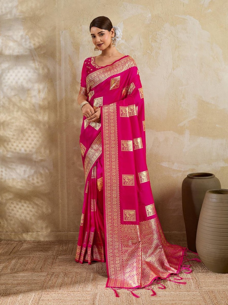 Wine Silk Blend Handloom Saree | EZB SI04 SURJW3006 - EZBER