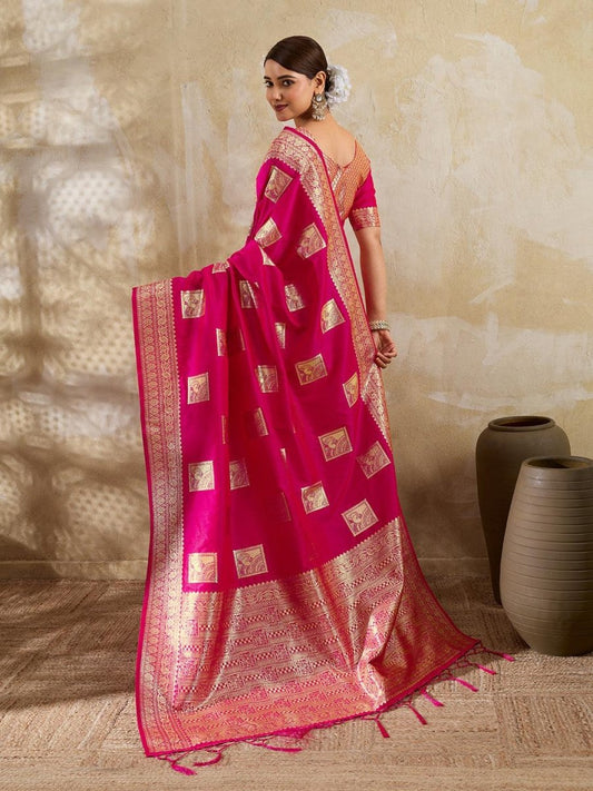 Wine Silk Blend Handloom Saree | EZB SI04 SURJW3006 - EZBER