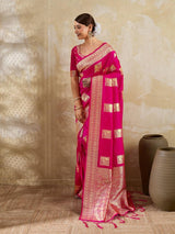 Wine Silk Blend Handloom Saree | EZB SI04 SURJW3006