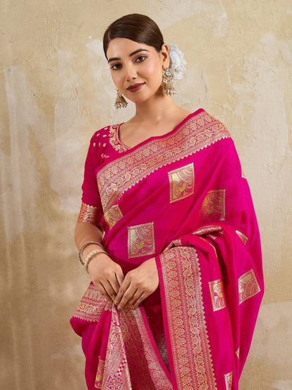 Wine Silk Blend Handloom Saree | EZB SI04 SURJW3006 - EZBER