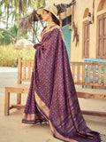 Wine Soft Silk Festive Wear Saree With Blouse Piece - EZBER