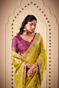 Woven Design Butta Work Weaving Handloom Saree With Blouse Piece - EZBER