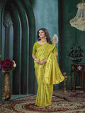 Yellow And Green Kanjivaram Saree - EZBER