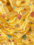 Yellow Banarasi silk Saree With Blouse Piece - EZBER