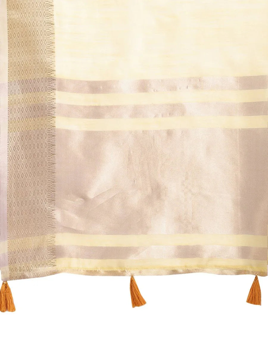 Yellow Cotton Saree With Blouse Piece - EZBER