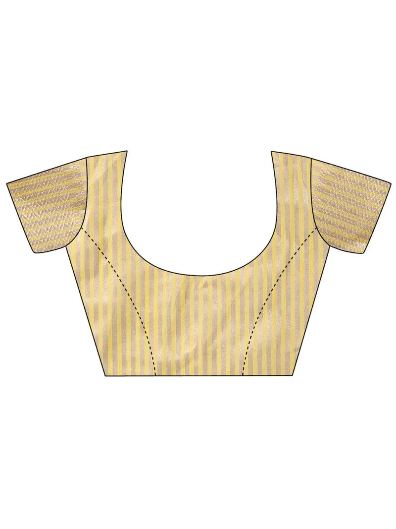Yellow Cotton Saree With Blouse Piece - EZBER