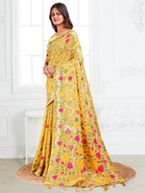 Yellow Linen Cotton Brocade Saree | EZB SI04 ASGUL1005