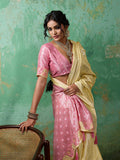Yellow Linen Cotton Contrast Pallu Saree | EZB SI04 SUBLO1001