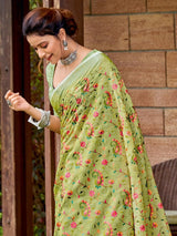 Yellow Linen Cotton Handloom Saree | EZB SI04 SGKSS1003