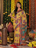 Yellow Linen Cotton Saree With Blouse Piece - EZBER