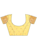 Yellow Linen Cotton Saree With Blouse Piece - EZBER