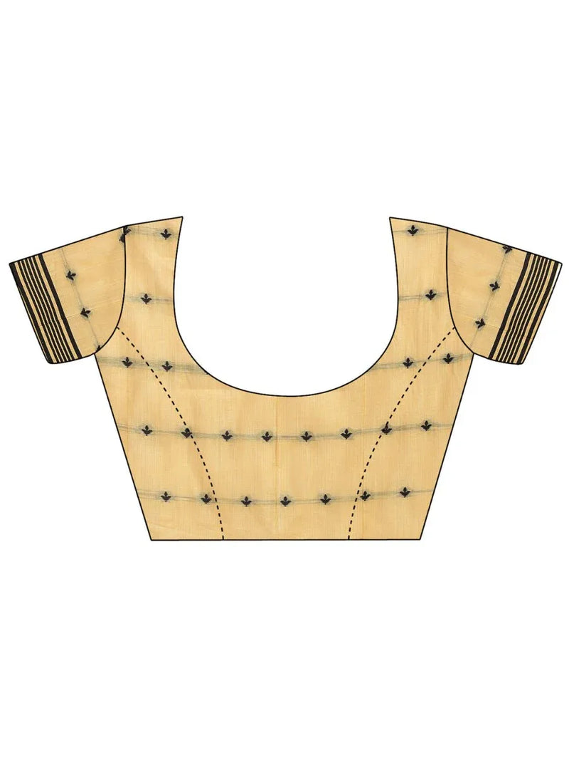 Yellow Linen Cotton Saree With Blouse Piece - EZBER