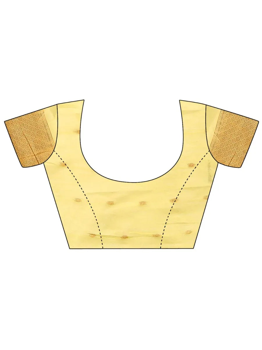 Yellow Linen Cotton Saree With Blouse Piece - EZBER