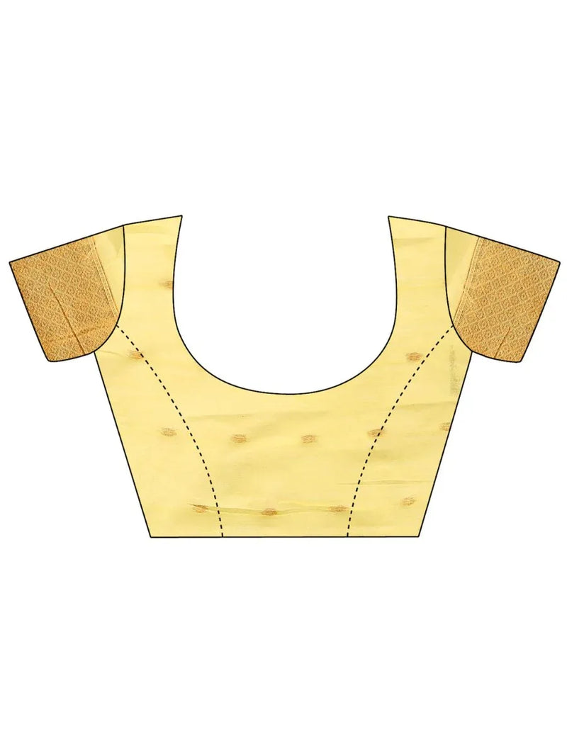 Yellow Linen Cotton Saree With Blouse Piece - EZBER