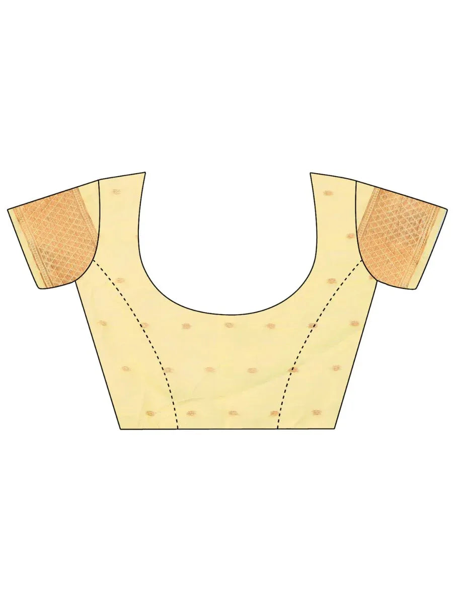 Yellow Linen Cotton Saree With Blouse Piece - EZBER