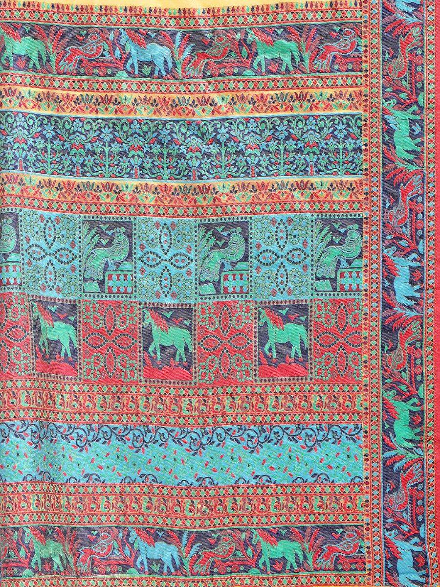 Yellow Linen Cotton Saree With Blouse Piece - EZBER