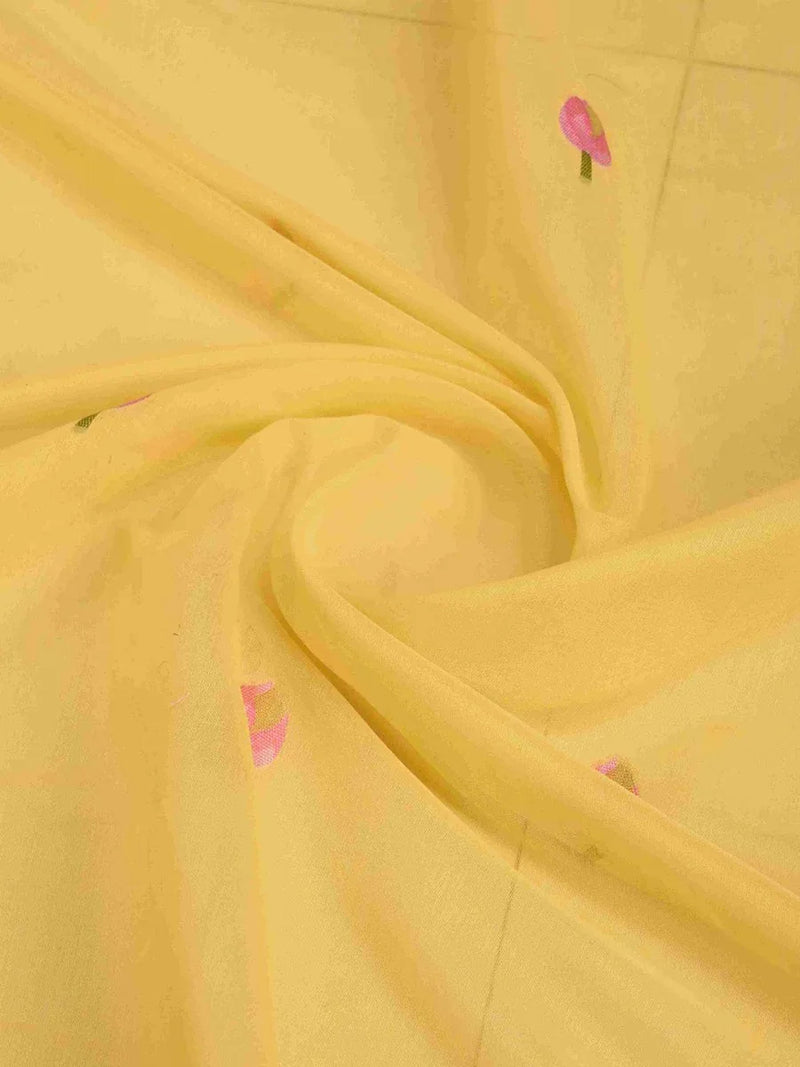 Yellow Linen Festive Wear Saree With Blouse Piece - EZBER