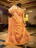 Yellow Organza Festive Wear Saree With Blouse Piece - EZBER